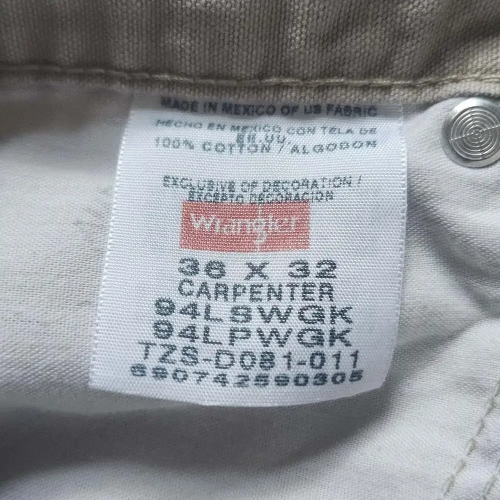 Baggy Wrangler Carpenter Pants Size 36x32 Tan Cotton Workwear
